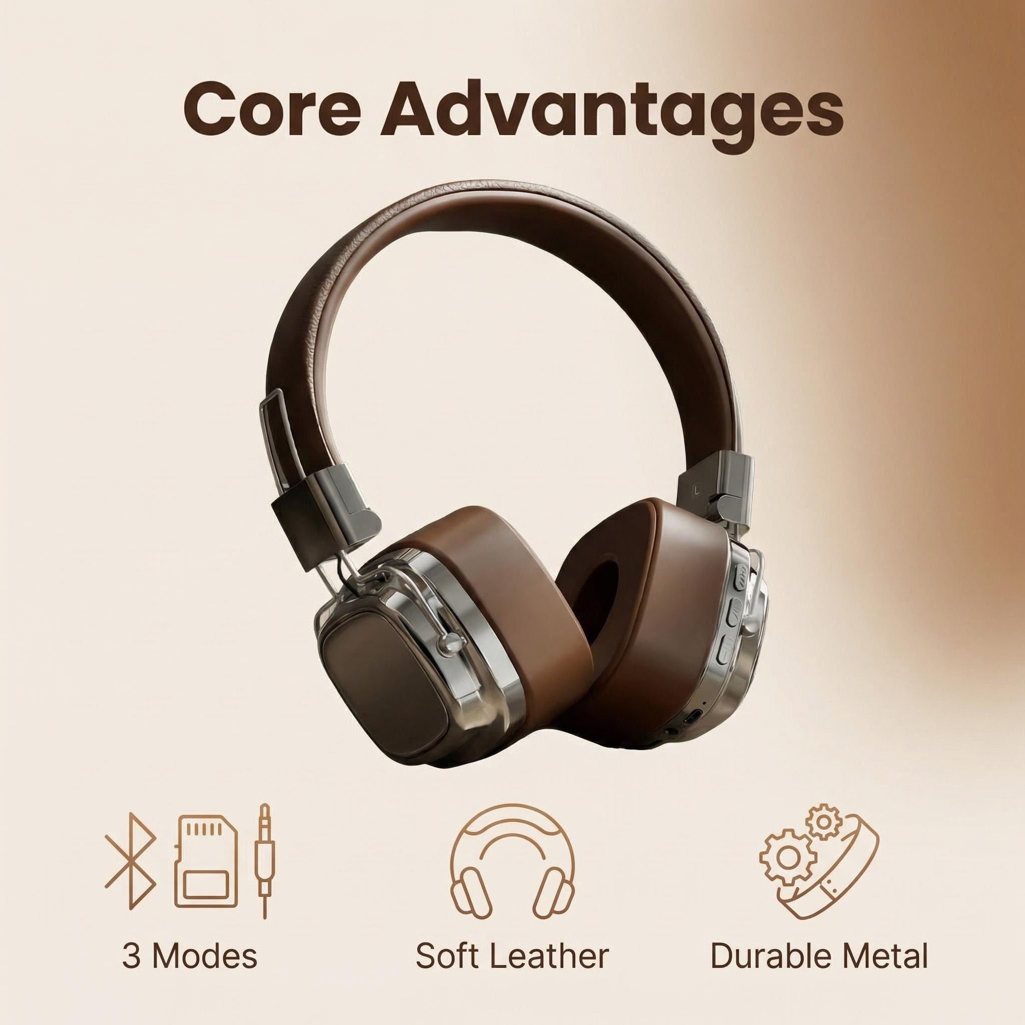 Retro Game Controller Usb - Retro Leather Over-ear Headphones Wireless Bluetooth