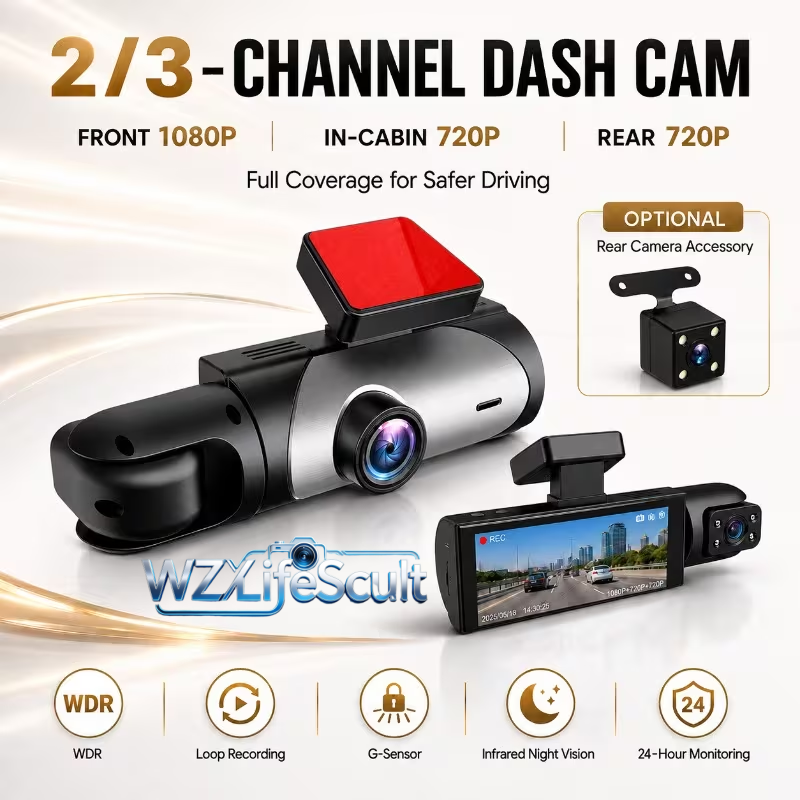 2/3-Channel HD Dashcam, 1080p  - Panoramic Dash Cam 360 recension och pris
