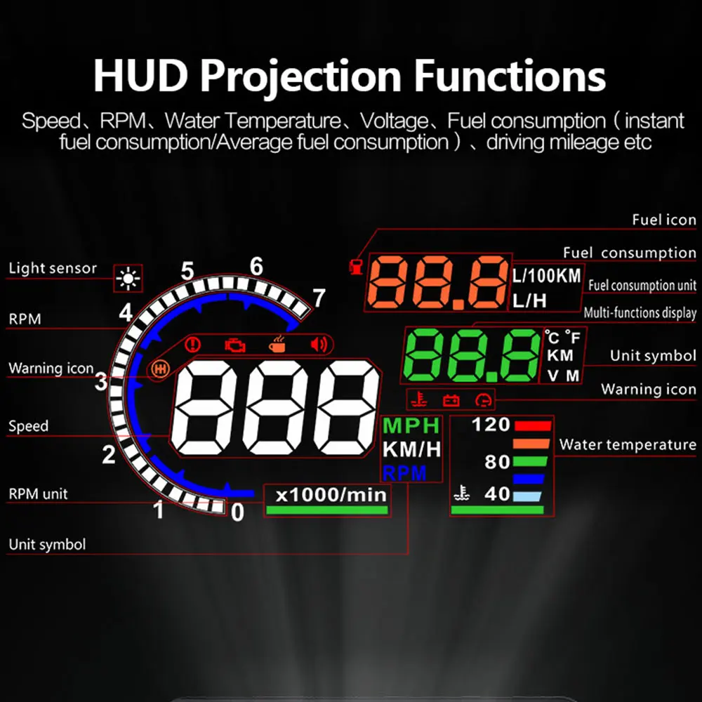 A8 OBD HUD Head-up Display Spe - Electronics Gadgets For Car recension och pris